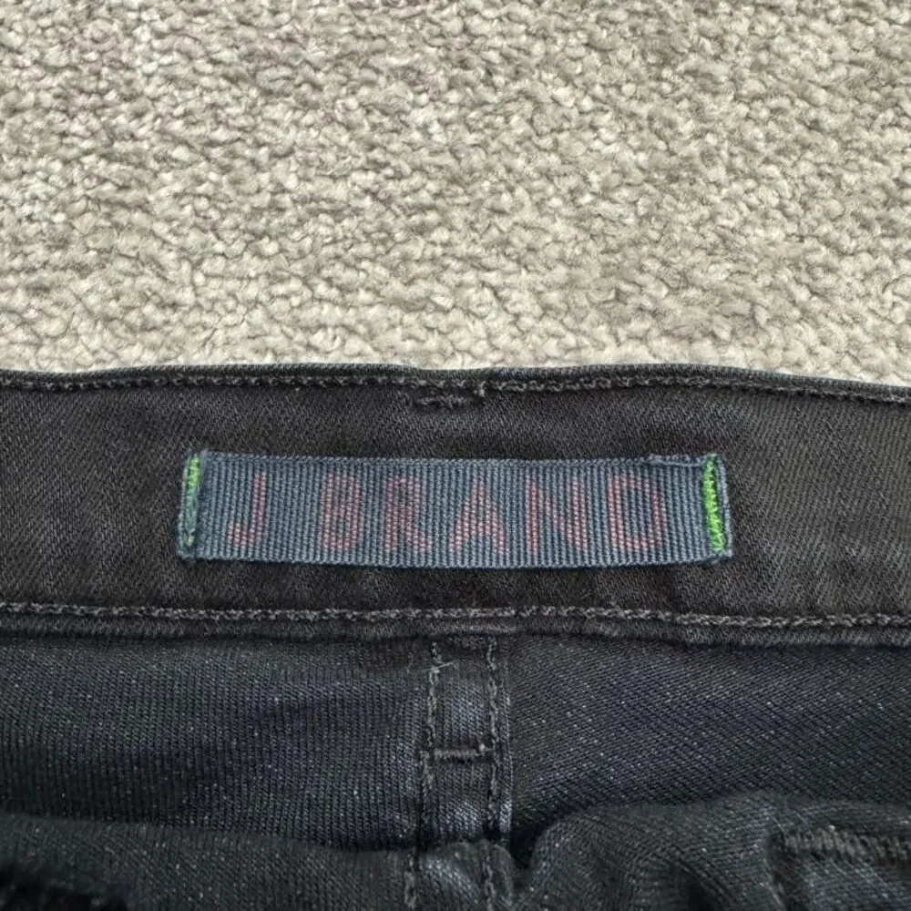 J. Brand Cigarette Leg Shadow Denim Jeans Womens 27 Black Mid Rise Stretch 29x28
